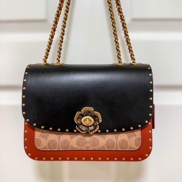 Coach Handbags - Coach Madison Shoulder Bag Refined Calf Leather Canvas & Snakeskin